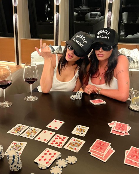 TWO OF A KIND: Kylie Jenner (left) and pal Anastasia Karanikolaou practice their poker faces.