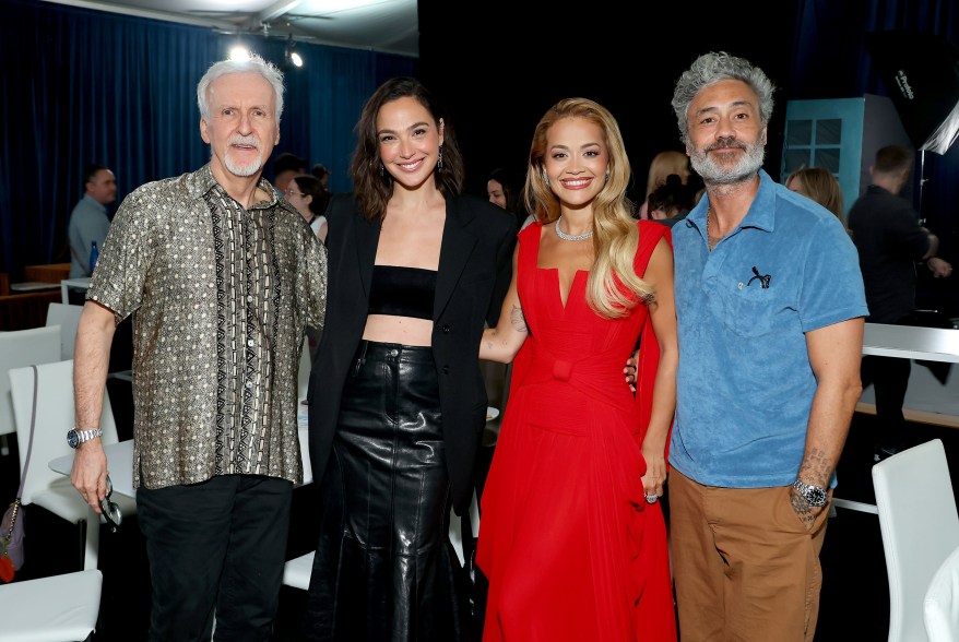 'WONDERS' OF THE WORLD: At Disney’s D23 event in Anaheim, Calif., James Cameron (from left), Gal Gadot, Rita Ora and Taika Waititi revel in each other's company.