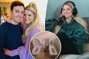 Meghan Trainor and Daryl Sabara split with Meghan Trainor with an inset of their double toilets.