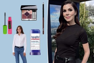 Heather Dubrow with insets of beauty products