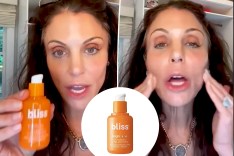 Bethenny Frankel with an inset of vitamin C serum