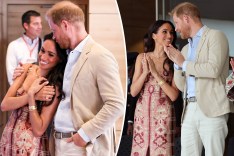 Prince Harry plants a kiss on beaming Meghan Markle’s head during intimate moment in Colombia