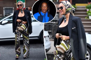 Beyonce wears a printed Pucci outfit in Brooklyn