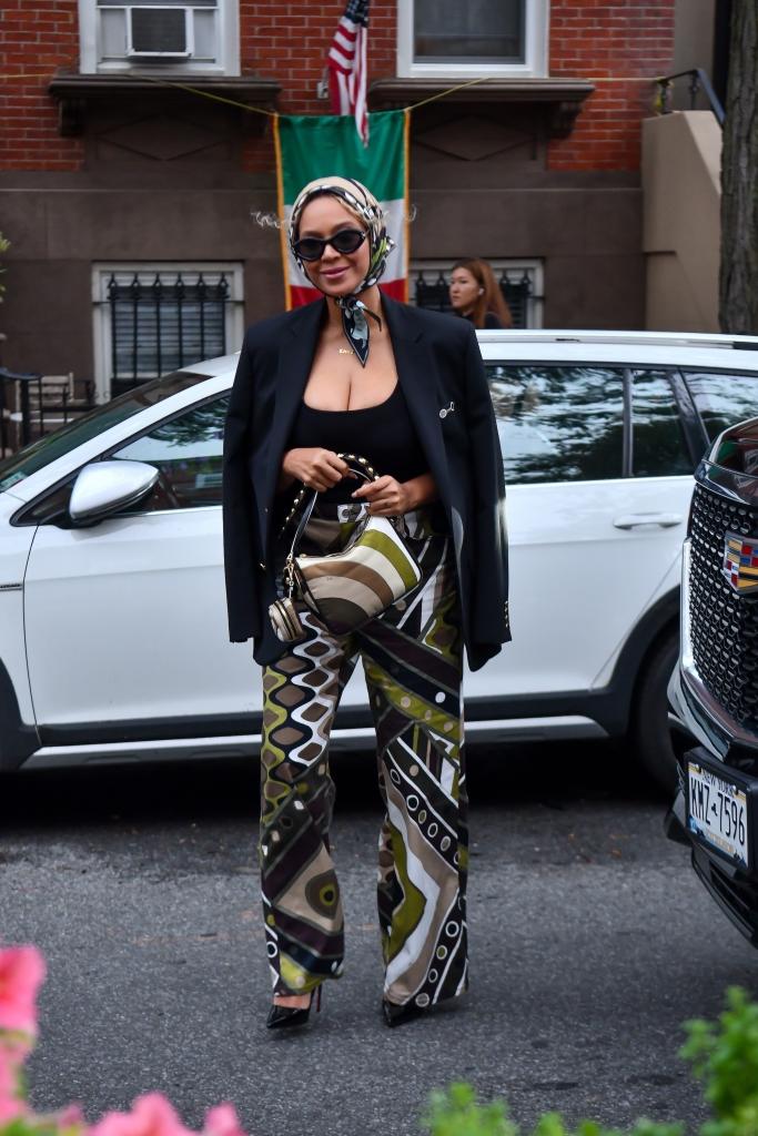 Beyonce wears a printed Pucci outfit in Brooklyn