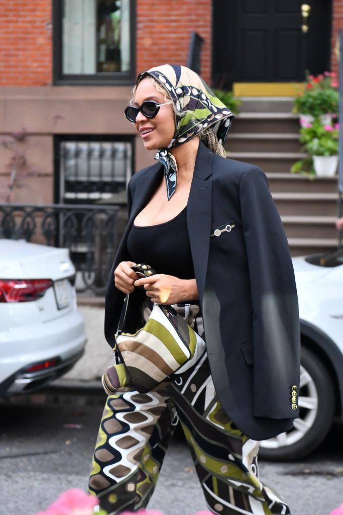 Beyonce wears a printed Pucci outfit in Brooklyn