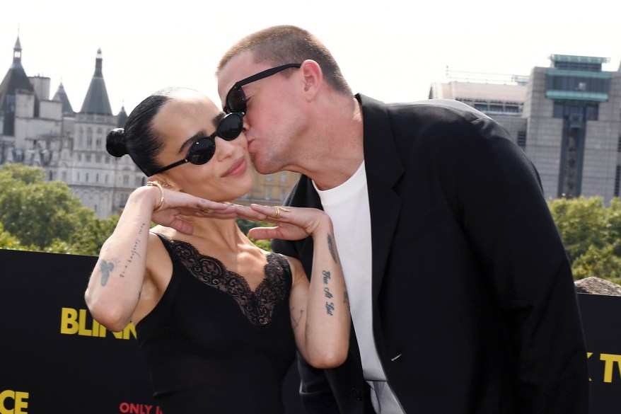 channing tatum kisses zoe kravitz on the cheek