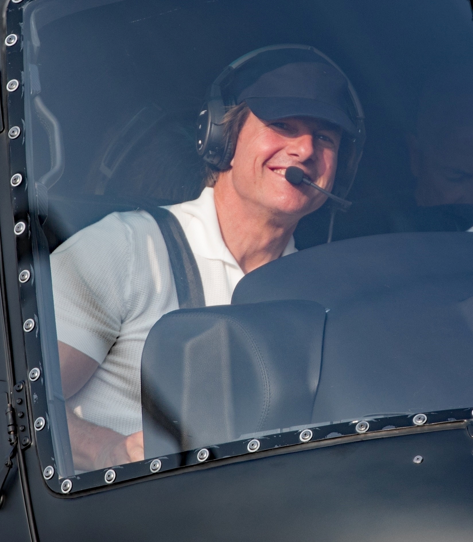 Tom Cruise landing a helicopter in London in August 2024