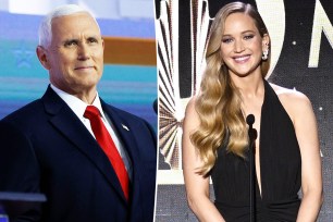 Mike Pence and Jennifer Lawrence