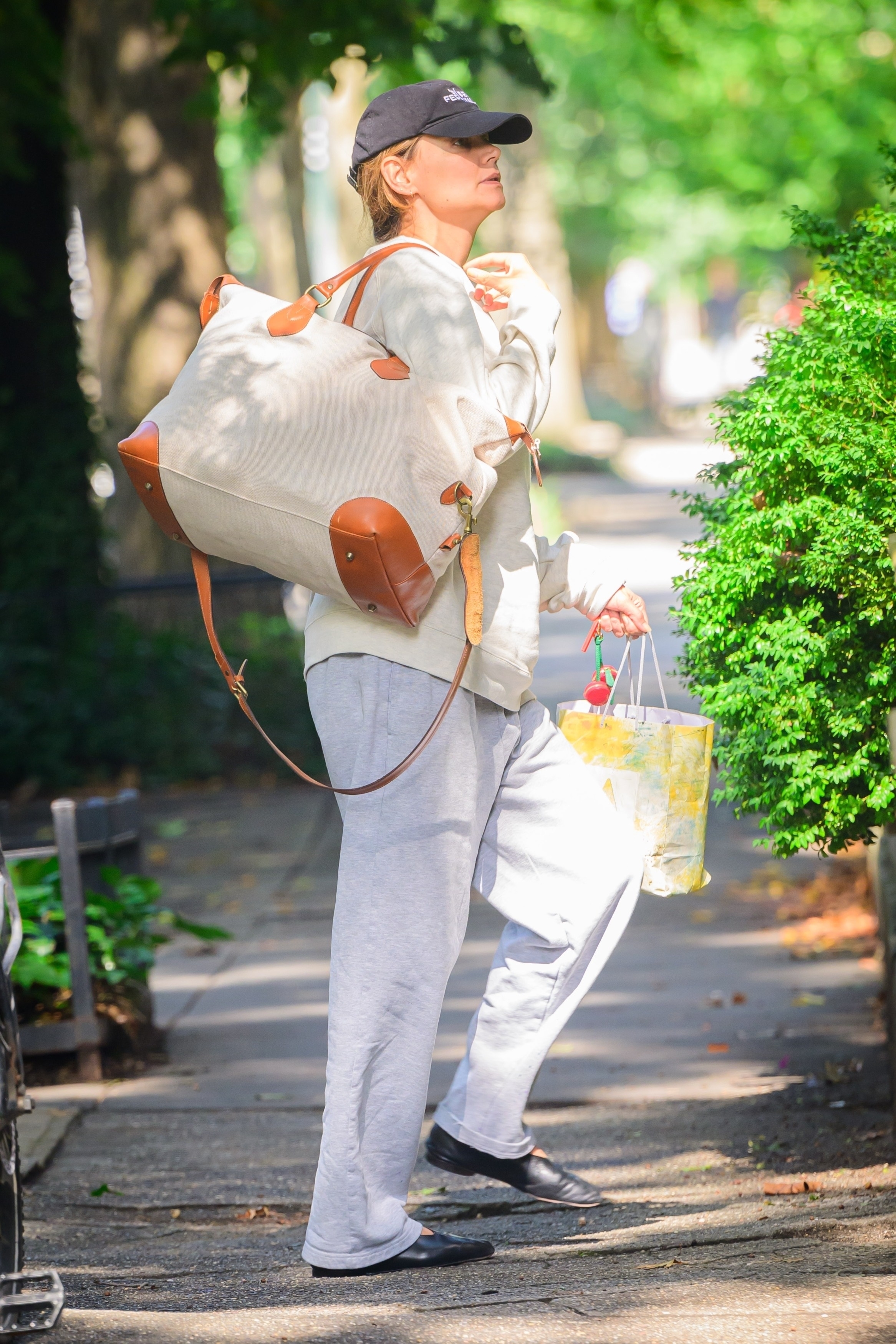 Katie Holmes arriving back to her NYC home in August 2024