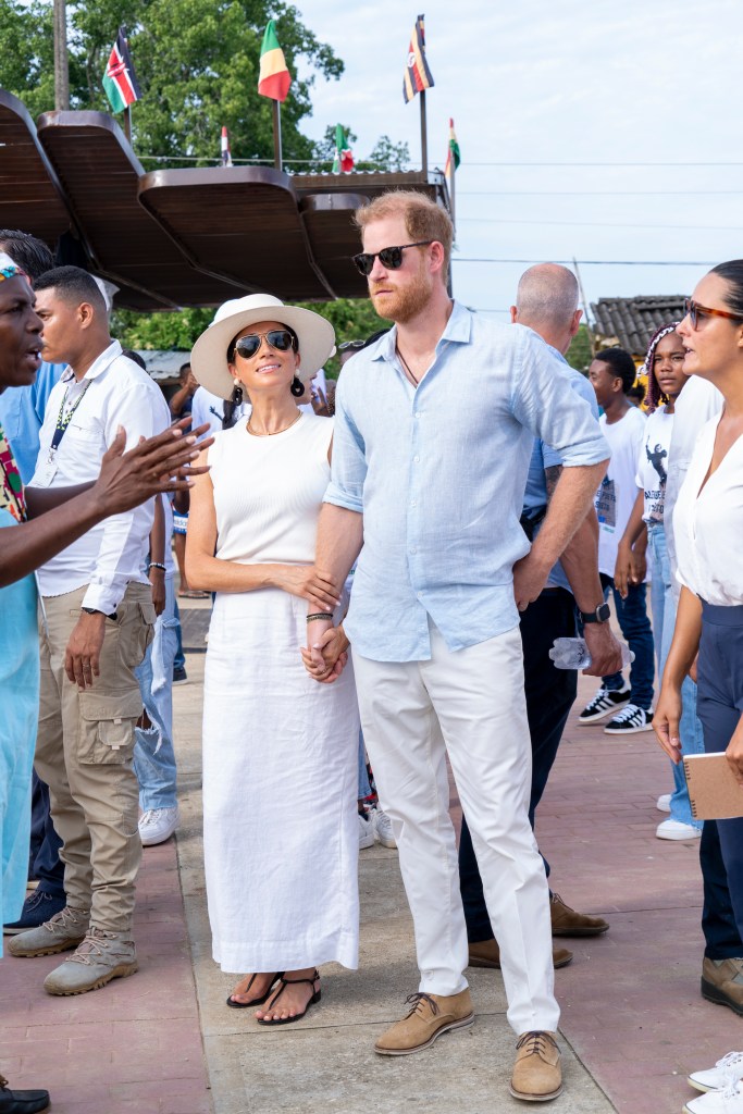 Meghan Markle and Prince Harry in Colombia on Aug. 17, 3034. 