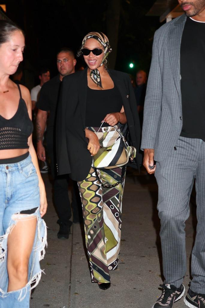 Beyonce wears a printed Pucci outfit in Brooklyn